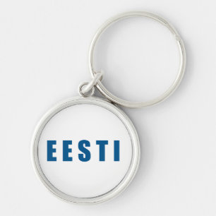 I kärlek Estland Eesti Rund Silverfärgad Nyckelring