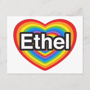 I kärlek Ethel. Jag kärlekar dig Ethel. Hjärta Vykort
