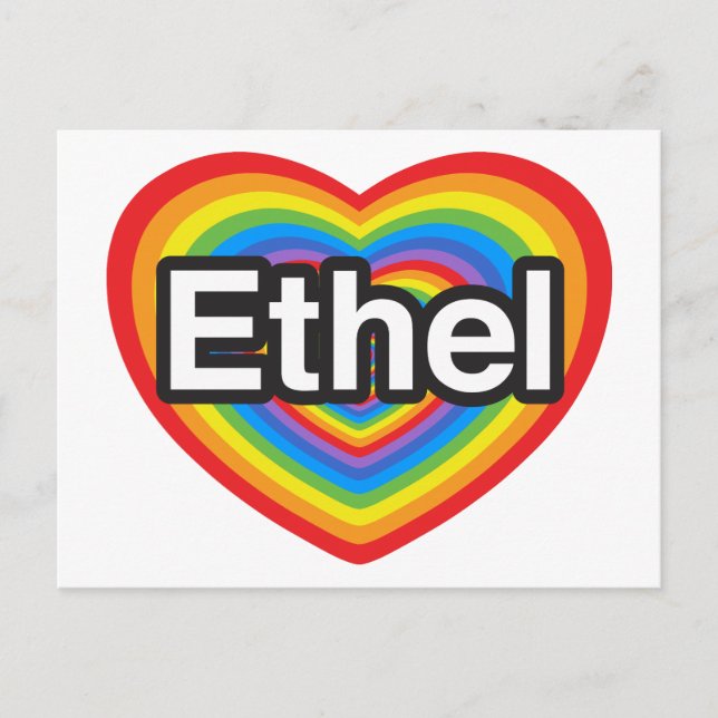 I kärlek Ethel. Jag kärlekar dig Ethel. Hjärta Vykort (Framsida)