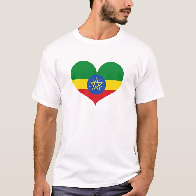 I Kärlek Etiopien Flagga T Shirt (Framsida)
