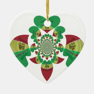 I kärlek Etiopien Hearts Färg Julgransprydnad Keramik