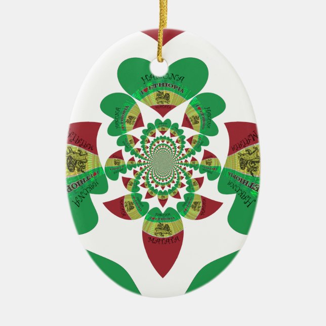 I kärlek Etiopien Hearts Färg Julgransprydnad Keramik (Framsidan)