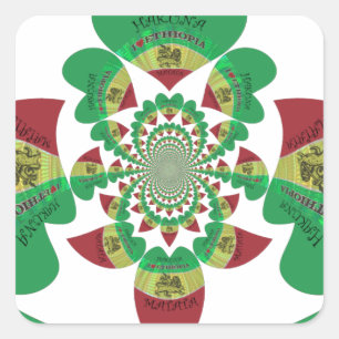 I Kärlek Etiopien Kaleidoscope - Heartfilt Rasta A Fyrkantigt Klistermärke