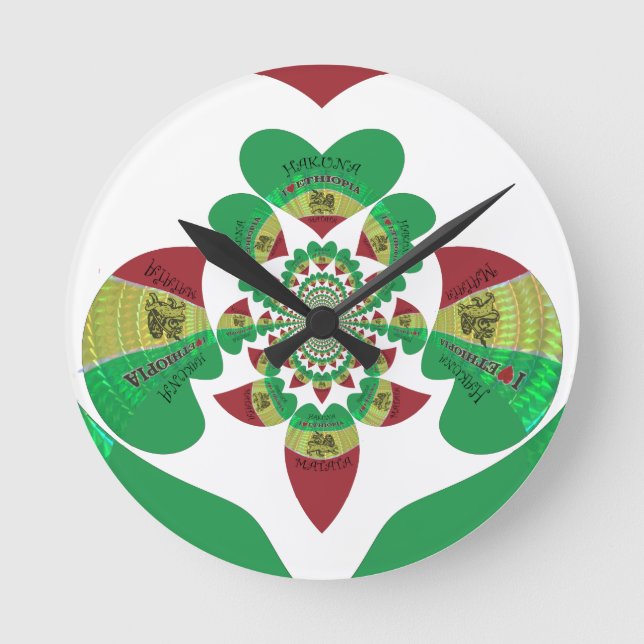 I Kärlek Etiopien Kaleidoscope - Heartfilt Rasta A Rund Klocka (Framsida)