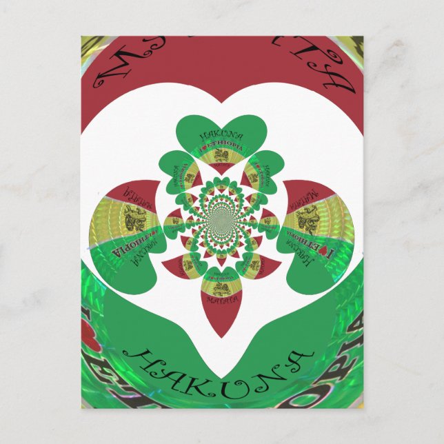 I Kärlek Etiopien Kaleidoscope - Heartfilt Rasta A Vykort (Framsida)