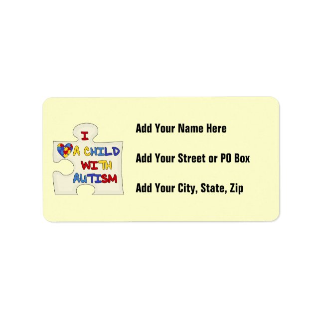I Kärlek ett barn med autism Adressetikett (Framsidan)