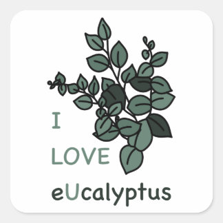 I KÄRLEK eUcalyptus Sticker Fyrkantigt Klistermärke