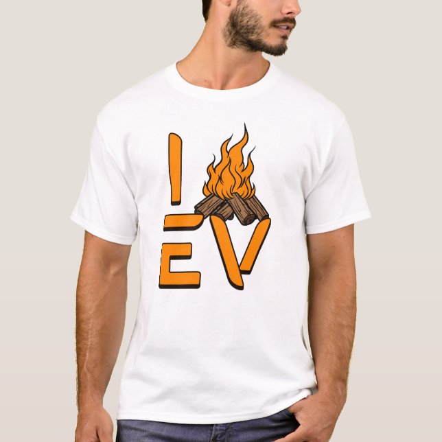 I Kärlek EV Camping Campfire T Shirt (Framsida)