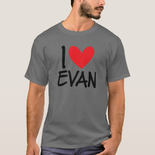 I Kärlek Evan Namn Personlig Manar Guy BFF Friend T Shirt