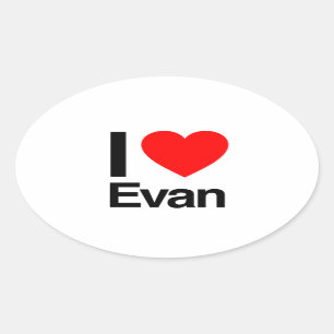 i kärlek evan ovalt klistermärke