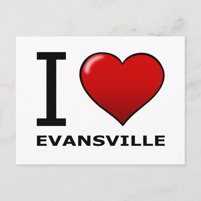 I KÄRLEK EVANSVILLE, IN - INDIANA VYKORT (Framsida)