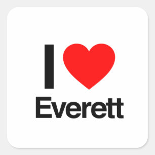 i kärlek everett fyrkantigt klistermärke