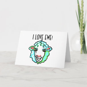 I Kärlek Ewe Aquamarine Sheep Helgkort