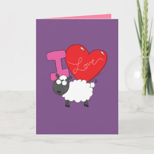 I Kärlek Ewe - Cute Sheep Valentines hälsningskort Kort