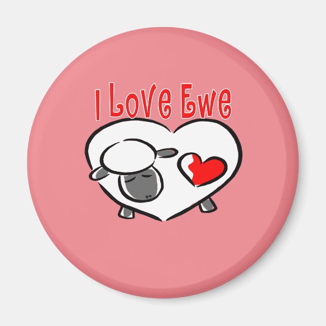 I Kärlek Ewe Romantic-citat Magnet (Framsidan)