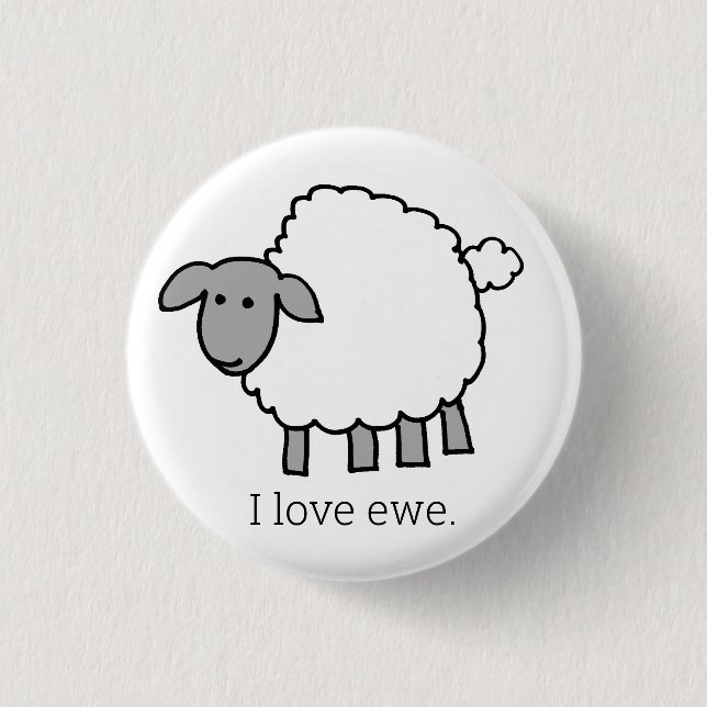 I Kärlek Ewe Sheep Button Knapp (Framsida)