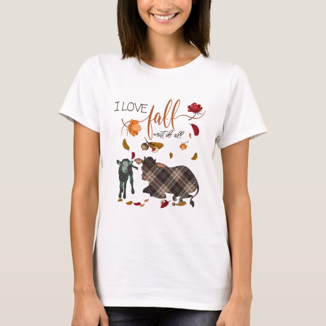 I Kärlek Fall för Cow Heifer Älskare T Shirt (Framsida)