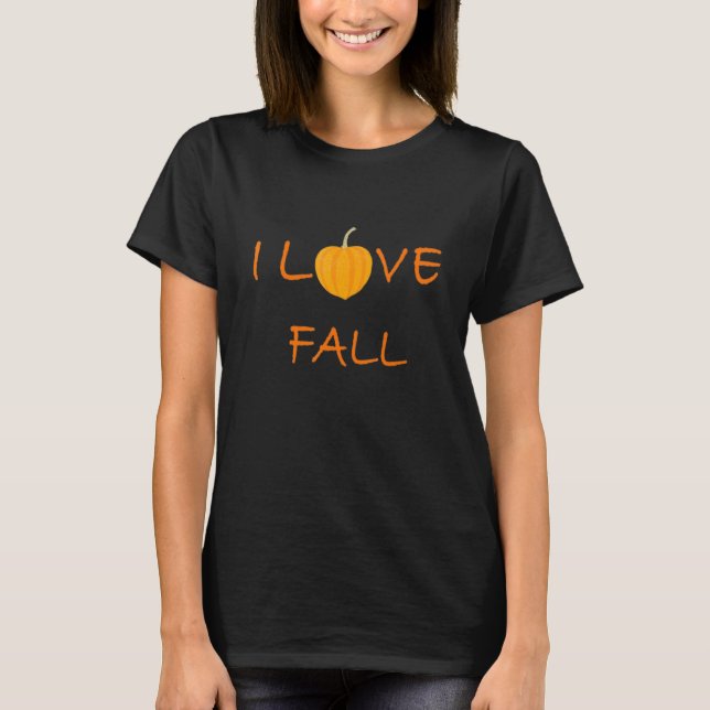 I Kärlek Fall Pumpkin Design T Shirt (Framsida)