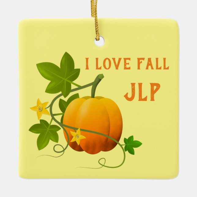 I Kärlek Fall Pumpkin Julgransprydnad Keramik (Framsida)