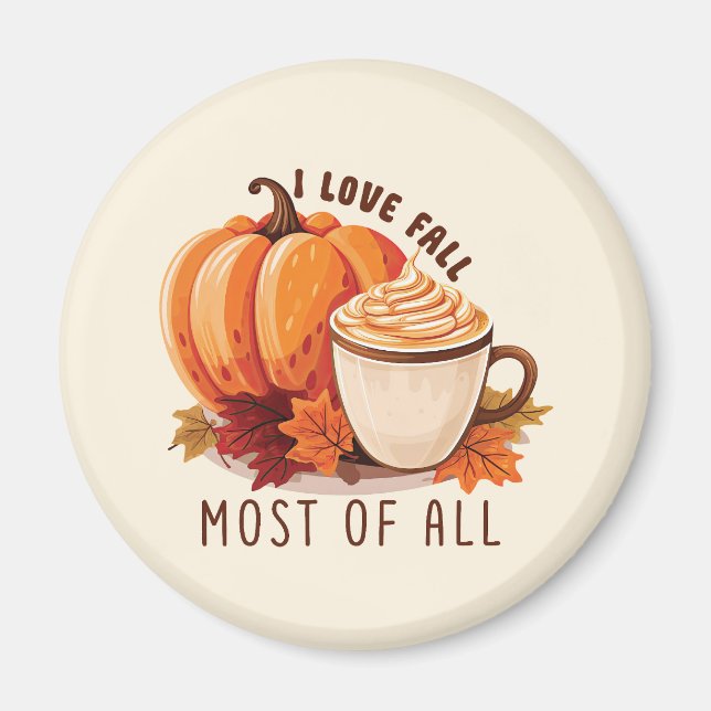 I Kärlek Fall - Pumpkin och Pumpkin Spice Latte Magnet (Framsidan)