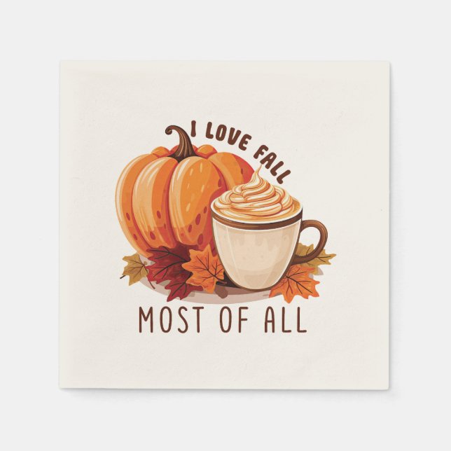 I Kärlek Fall - Pumpkin och Pumpkin Spice Latte Pappersservett (Framsidan)