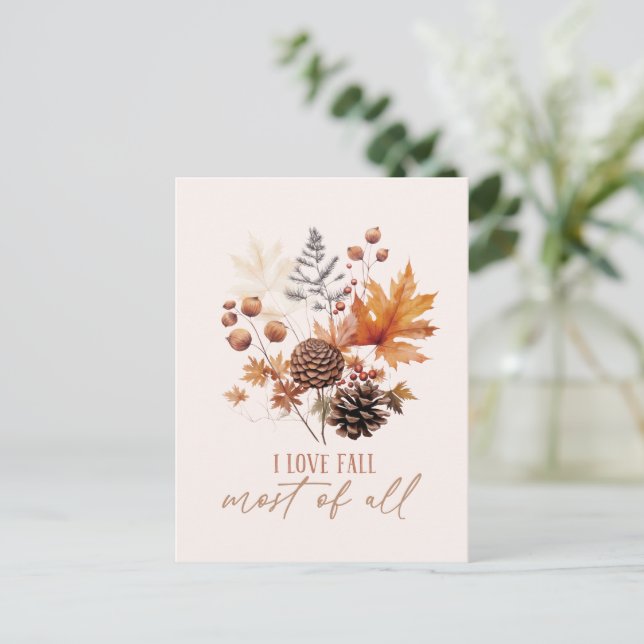 I Kärlek faller det mesta av all Löv Foliage Vykort (Stående Fram)