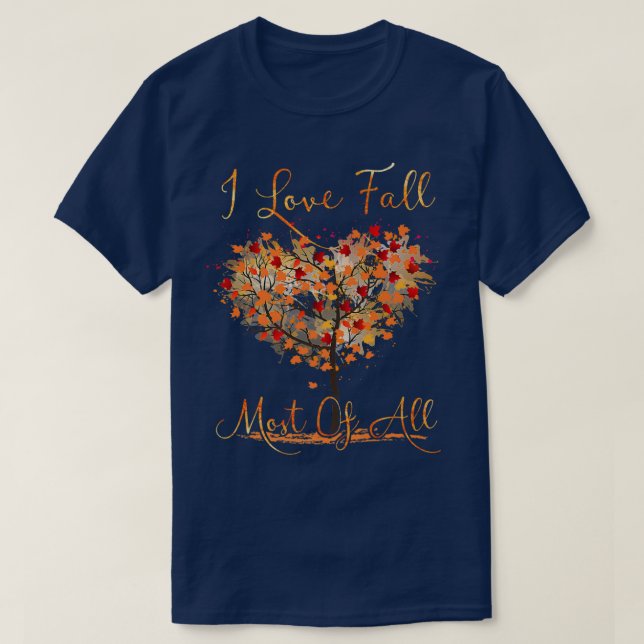 I Kärlek faller mest av allt hösten Löv Heart Aut T Shirt (Design framsida)