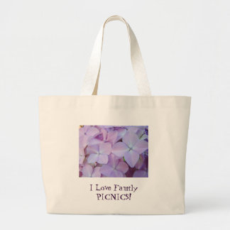 I Kärlek-familjens PICNICS! Tote bag Lila Hydrange Jumbo Tygkasse