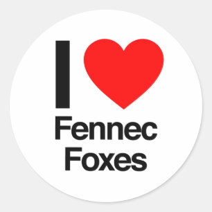 i kärlek fennec-rävar runt klistermärke
