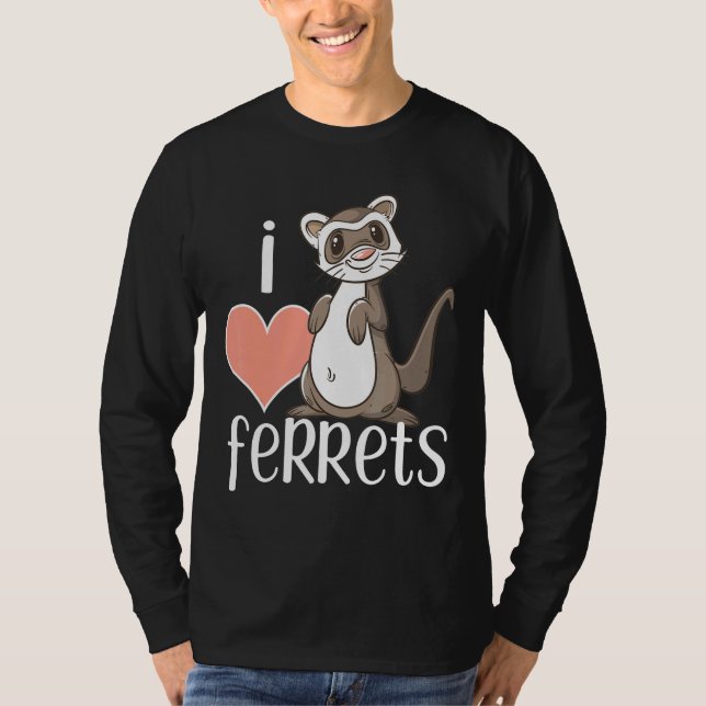 I Kärlek Ferrets Cute Ferret Owner T Shirt (Framsida)