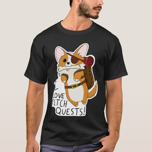I Kärlek Fetch Quests Dnd Corgi T Shirt (Framsida)