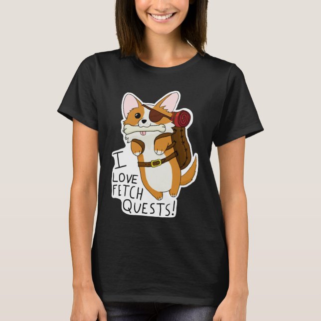 I Kärlek Fetch Quests Dnd Corgi T Shirt (Framsida)