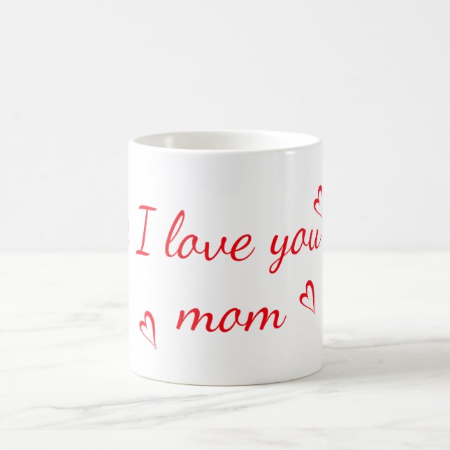 I kärlek fick du mamma röd text med rött hjärta kaffemugg (Center)