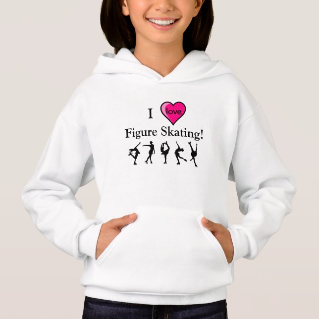 I Kärlek Figur Skating Girls Hooded Shirt & Heart Tee (Framsida)