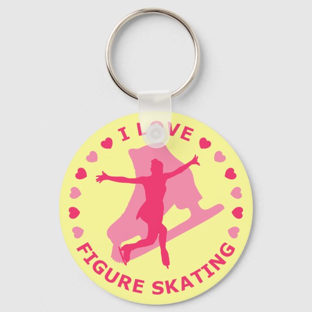 I Kärlek Figur Skating Nyckelring (Framsida)