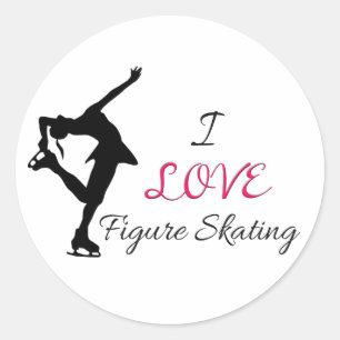 I Kärlek Figur Skating Runt Klistermärke