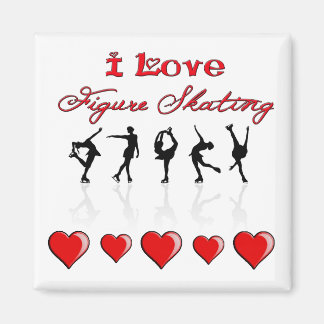 I Kärlek Figur Skating w/ hearts & Reflection Magnet