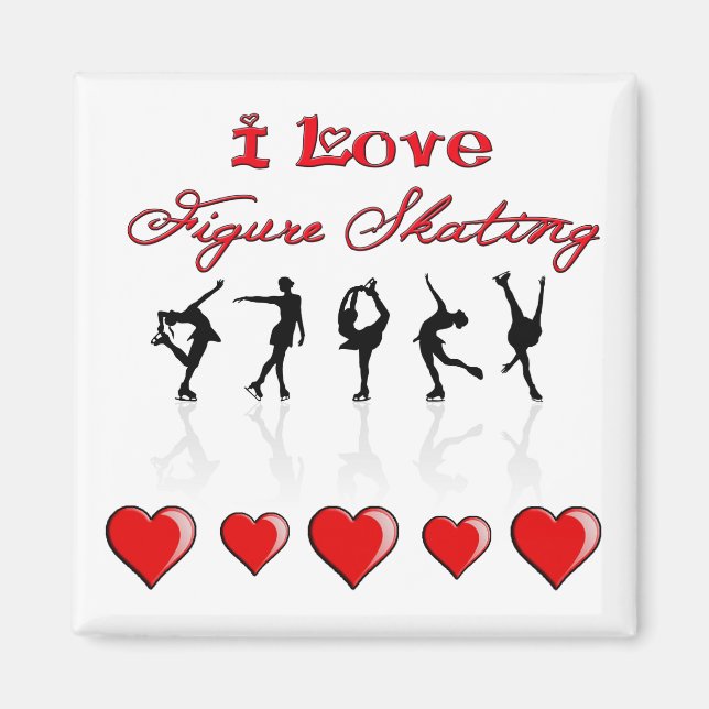 I Kärlek Figur Skating w/ hearts & Reflection Magnet (Framsidan)