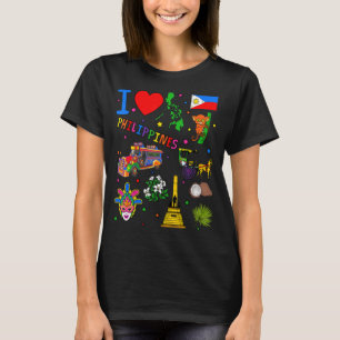 I kärlek Filippinerna Hand plockade Landmarks flag T Shirt