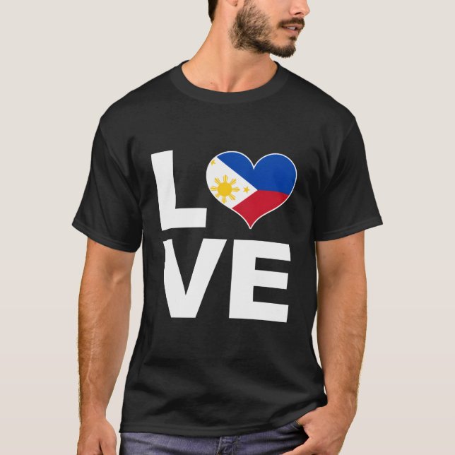 I Kärlek Filippinerna - Heart Flagga Filippinerna T Shirt (Framsida)