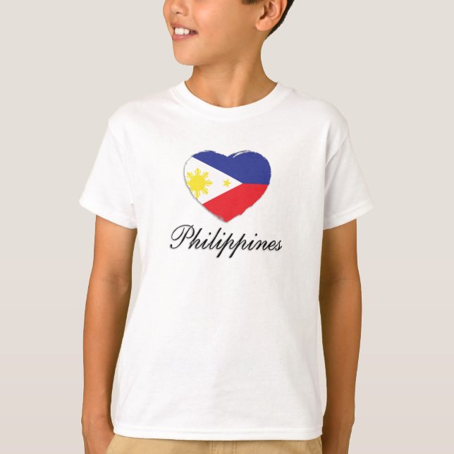 I Kärlek Filippinerna med Flagga Heart T Shirt (Framsida)