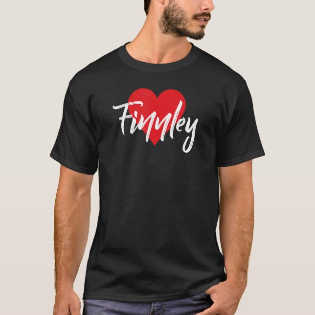I Kärlek Finnley First Namn I Heart Named T Shirt (Framsida)