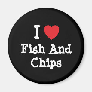 I kärlek fisk och Chip hjärta T-Shirt Magnet