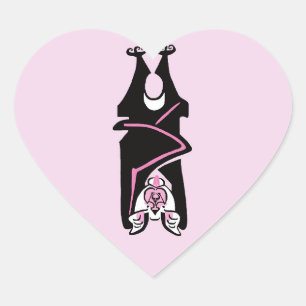 I kärlek FLADDERMUS-Wildlife - Natur - rosa Hjärtformat Klistermärke