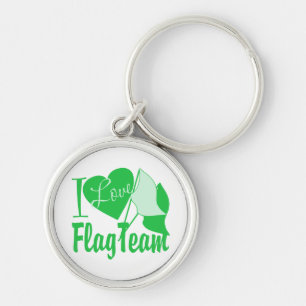 I Kärlek Flagga Team Grönt Rund Silverfärgad Nyckelring