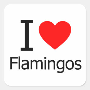 I Kärlek Flamingos Fyrkantigt Klistermärke