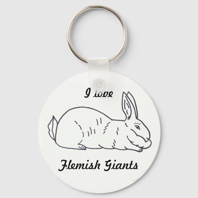 I Kärlek Flemish Giants Rabbit Keychain Nyckelring (Framsida)