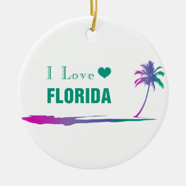 I Kärlek Florida Colorful Grönt Julgransprydnad Keramik (Framsidan)
