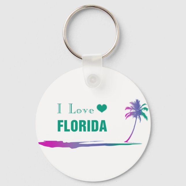 I Kärlek Florida Colorful Grönt Keychain Nyckelring (Framsida)