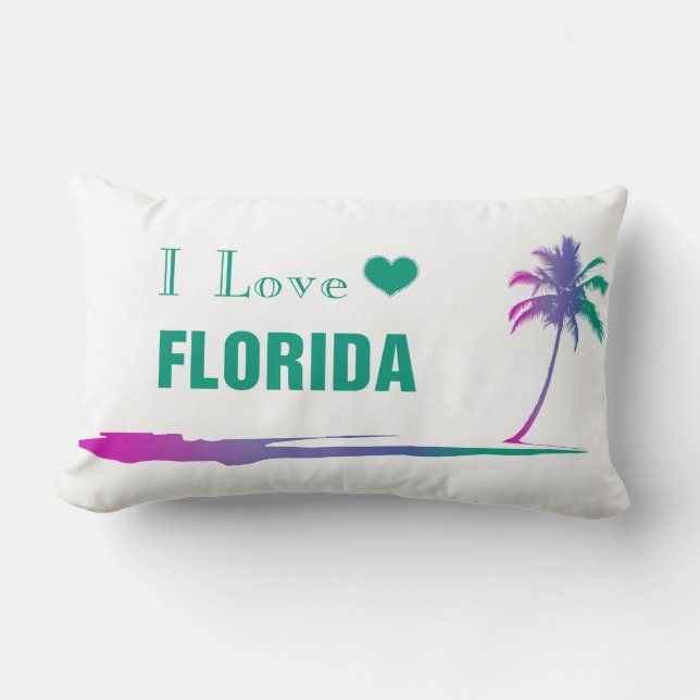 I Kärlek Florida Colorful Grönt Lumbarkudde (Framsida)